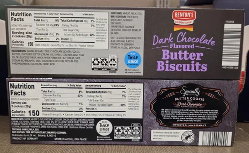 Vista 2 de German Milk & Dark Combo Galletas de mantequilla cubiertas de chocolate, cajas de 4.4 onzas (paquete de 2)