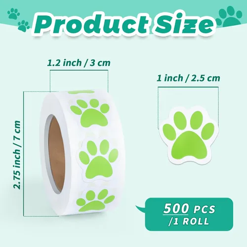 Vista 23 de 500 calcomanías coloridas con estampado de patas, calcomanías autoadhesivas de pata de perro de 1 pulgada 6 Colors for Kids Crafts, Student