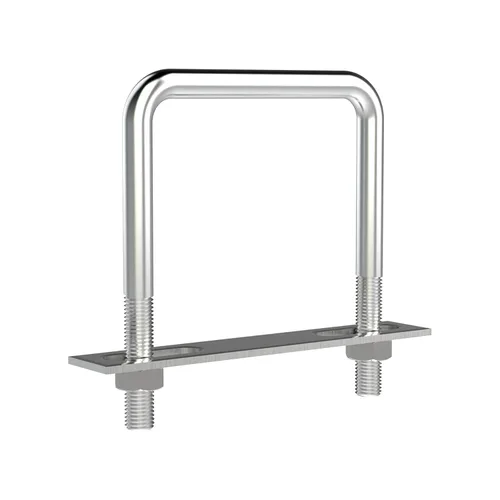 Vista 15 de Pernos en U cuadrados de acero inoxidable 304 de 2" (50 mm) de ancho interno, 4.72" (120 mm) de longitud, M10 con tuercas, placa de marco