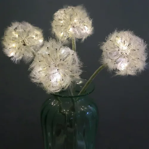 Vista 10 de TOPIA Flores Artificiales de Diente de León Hermosas Flores Falsas de Diente de León para Decoración del Hogar (4 Piezas) (Blanco)