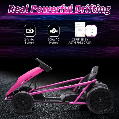 Vista 22 de Go Kart alimentado por batería de 24 V para niños de 8 a 15 años Azul
