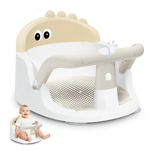 Vista 7 de Asiento de baño para bebés de 6 meses en adelante sentados, silla de baño antideslizante con ventosa, seguro y cómodo asiento de baño infantil Azul