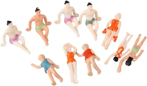 Vista 3 de 1:75 Multicolor ABS sin pintar en miniatura Beach People Figures Mini People Pack de 20