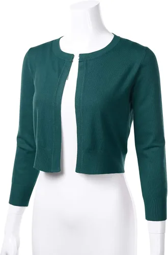 Vista 2 de Cárdigan abierto de punto tipo bolero de manga 34 para mujer (S-XL)