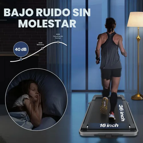Vista 7 de WELLFIT Cintas de correr plegables 10% de inclinación, almohadilla para caminar debajo del escritorio
