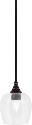 Vista 48 de Toltec Lighting Tallo Colgado Mini colgante, acabado de cobre negro, 3.5" cuadrado humo burbuja vidrio