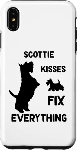 Vista 7 de iPhone 15 Scottie kisses fix everything Scottish Terrier Mom Dad Case