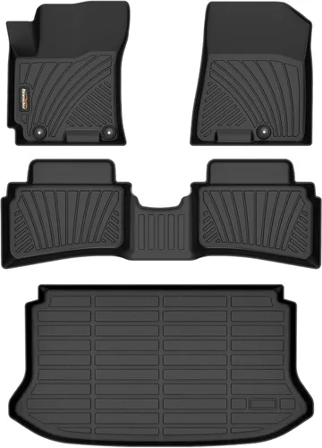 Vista 9 de Alfombrillas para todo tipo de clima y forro de carga para Volkswagen Atlas 2018-2026 (asientos de 6 pasajeros), juego completo de 3 filas