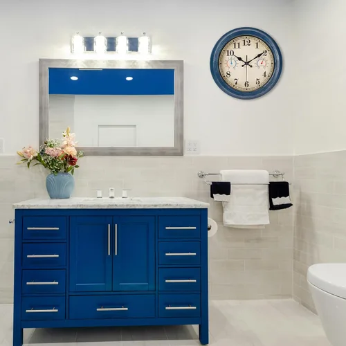 Vista 7 de Reloj de 12 Pulgadas para Exteriores con Termómetro e Higrómetro Combo, Reloj de Pared Impermeable para Interiores y Exteriores para Patio, Piscina