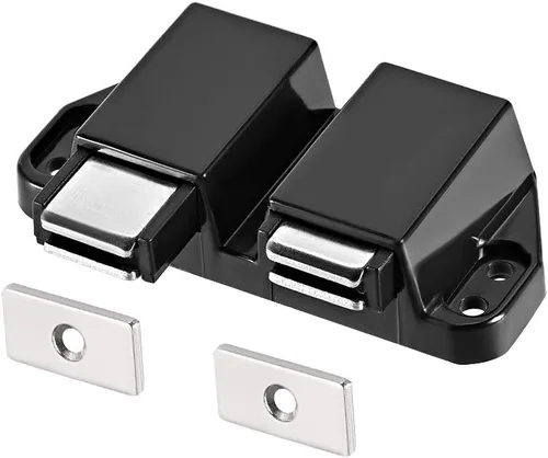 Vista 4 de uxcell Pestillo magnético de doble toque para armario puerta armario negro 4pcs