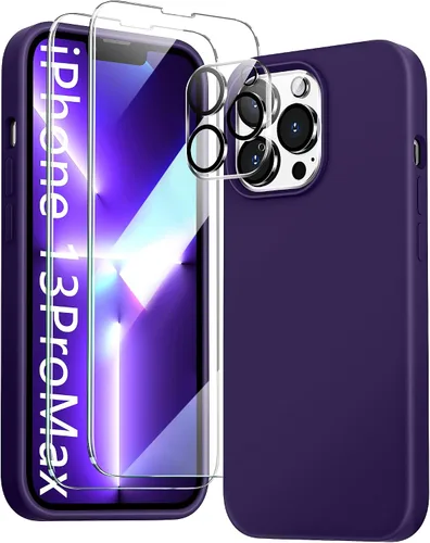 Vista 24 de Funda 5 en 1 para iPhone 12 Pro con protector de pantalla y protector de lente de cámara, funda de silicona líquida para iPhone 12 Pro (verde alpino)