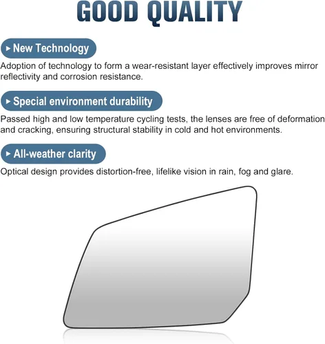 Vista 6 de Espejo lateral del conductor de vidrio para GMC Acadia/Saturn Outlook/Chevrolet Traverse 2007-2016 Espejo retrovisor calefactable con placa