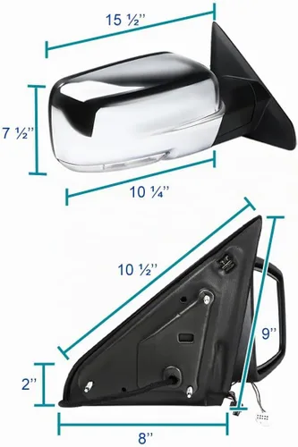 Vista 3 de Spec-D Tuning Espejo lateral derecho del pasajero plegable cromado con señal LED, compatible con Dodge Ram 1500 2009-2012