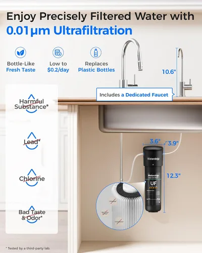 Vista 2 de Waterdrop 10UB-UF - Sistema de filtro de agua para debajo del fregadero de 0.01 μm y cartucho de filtro de repuesto Waterdrop RF10-UF de 0.01