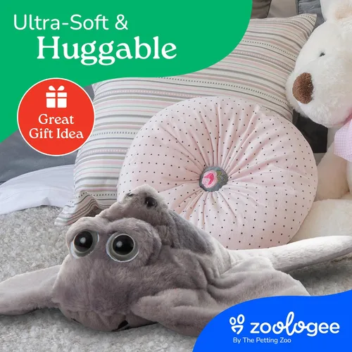 Vista 6 de The Petting Zoo Peluche de rayas para mamá y bebé, regalos para niños, animales del océano Pocketz, juguete de peluche de rayas de 14 pulgadas