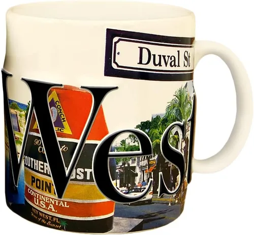 Vista 2 de Americaware Key West - Taza de café con alivio de color, 18 onzas, color blanco
