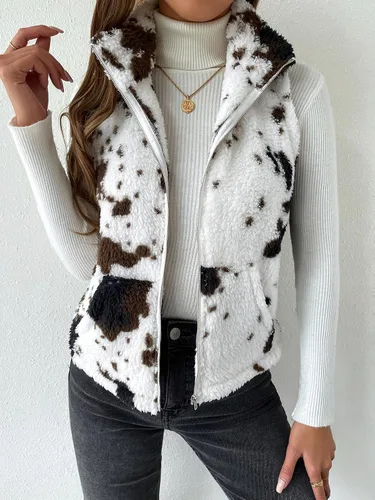 Vista 5 de SOLY HUX Chaqueta de forro polar con cremallera para mujer, sin mangas, con bolsillos
