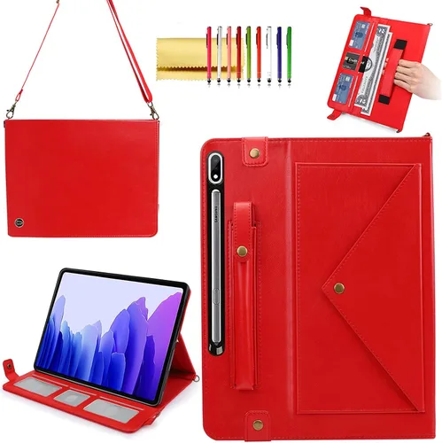 Vista 45 de Bolso Funda para Samsung Galaxy Tab S10 FE/S9 FE 10.9"/S9/S8/S7 11", Techcircle Folio con Soporte Cruzado, Billetera con Ranura para Lápiz S Pen