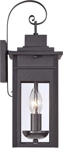 Vista 6 de Franklin Iron Works Bransford - Lámpara de pared rústica tradicional para exteriores, farol negro moteado gris, paneles de vidrio transparente de 17