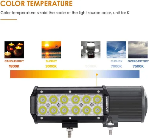 Vista 5 de Auxbeam® Luz LED IP67 Waterproof, Night Driving, Easy to Install, Backup Light for trucks 4x4 Military Mining Boating Farming, Heavy Equipment