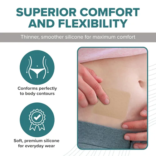 Vista 3 de EpiDerm - Hojas pequeñas de silicona para cicatrices, reutilizables, 2 x 2.5 pulgadas, 1 par, natural Soft Flexible Silicone Scar Patches for