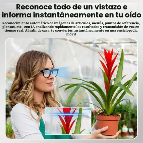 Vista 5 de Al - Lentes inteligentes, lentes de cámara de 8 MP con traducción en tiempo real y análisis de objetos, grabación de video HD 1080P, no requiere