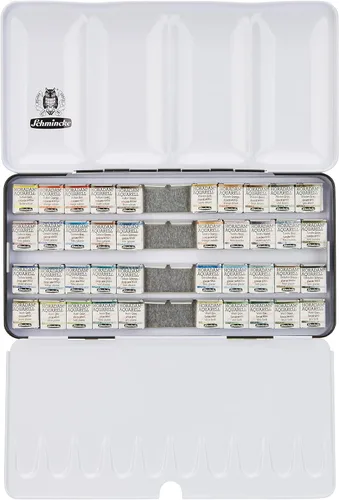 Vista 3 de Schmincke - HORADAM® AQUARELL, surtido completo de 40 medios recipientes de acuarelas de granulación súper fuerte, 74 440 097, caja de metal