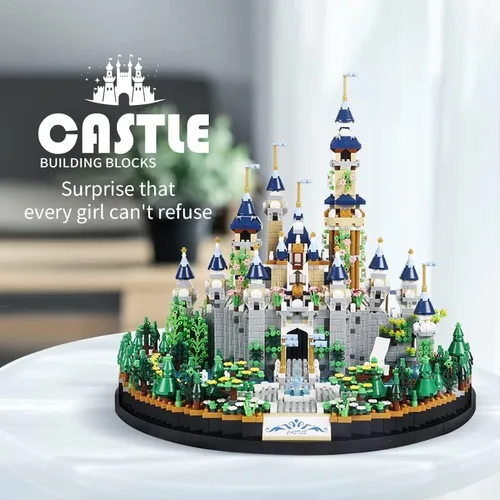 Vista 6 de 3600 bloques de construcción de castillo, ideales creativos, bloques de construcción de palacio de ensueño, el mejor regalo de microladrillos