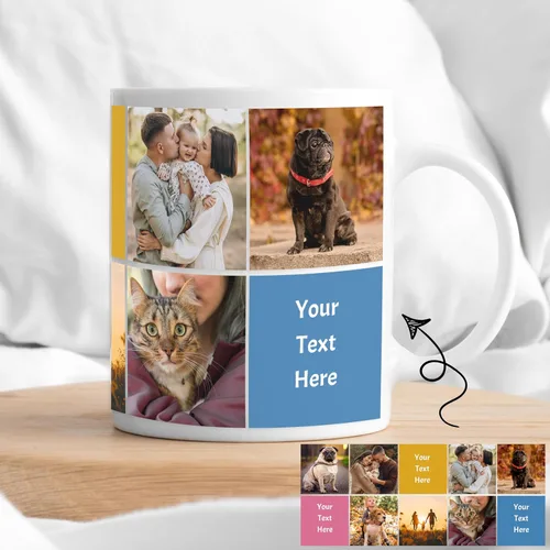 Vista 2 de Taza de cerámica personalizada con fotos, taza de café personalizada, personalizable con imágenes, texto, fotos, logotipos - Taza de café