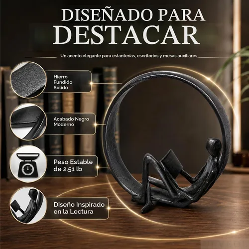 Vista 3 de Esculturas de hierro fundido para escritorio, decoración de oficina, decoración de mesa para sala o dormitorio, objetos decorativos pequeños de Negro