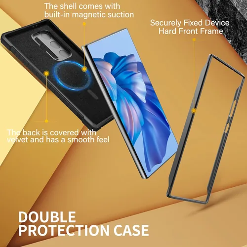 Vista 5 de FITO Funda para Samsung Galaxy S24 Ultra con protector de pantalla, grado militar, a prueba de golpes, con cubierta de cámara y soporte (negro)