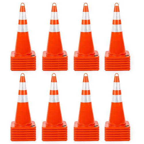 Vista 11 de BATTIFE Paquete de 6 conos de seguridad de tráfico de 18 pulgadas con collares reflectantes, cono de construcción naranja de PVC para el hogar