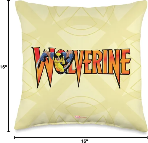 Vista 4 de Marvel X-Men Wolverine - Almohada retro, 16.0 x 16.0 in, multicolor