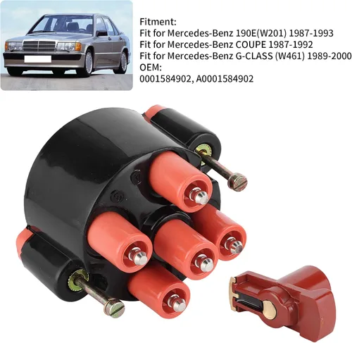 Vista 5 de Qiilu Kit de distribuidor de encendido, distribuidor y rotor, A0001584902 0001584902 para 190 W201/Coupe/G Class