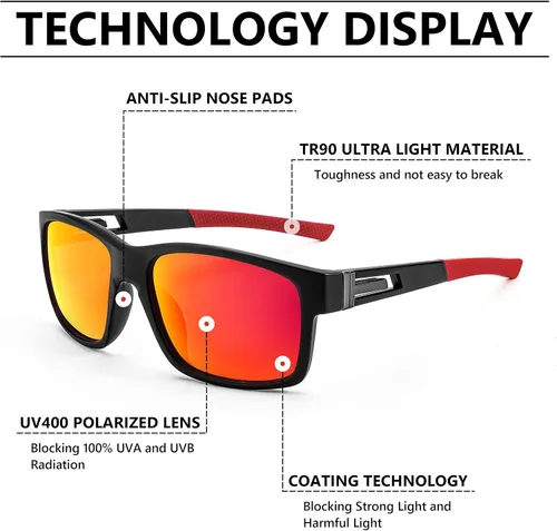Vista 12 de FEISEDY Gafas de sol polarizadas para hombres y mujeres, para conducir, ciclismo, correr, golf, deportes, gafas ligeras, TR90, marco B2915
