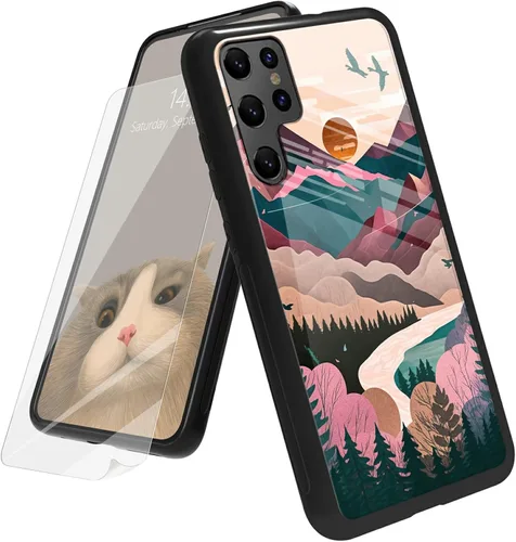 Vista 18 de Funda para Samsung Galaxy A12 5G con protector de pantalla, parte trasera de vidrio templado + TPU de silicona suave que absorbe los golpes