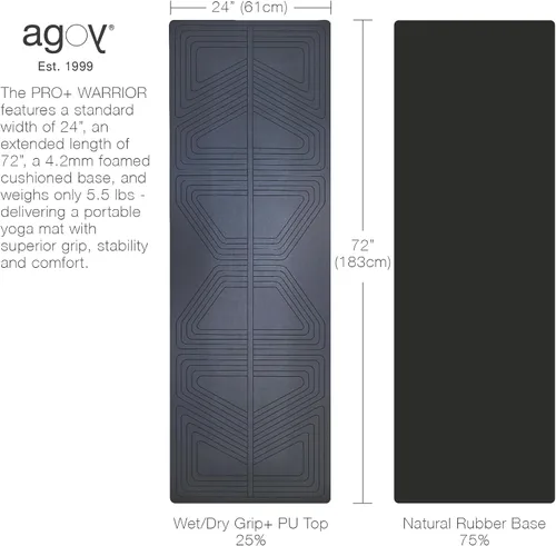 Vista 7 de agoy Pro+ Warrior - Esterilla de yoga antideslizante de alta calidad - Diseño ecológico - Alfombrilla de poliuretano con agarre húmedo y seco +