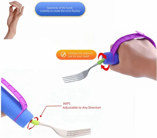 Vista 5 de Juego de Cucharas y Tenedores de Utensilios Adaptativos Flexibles, para Zurdos y Diestros, para Temblores de Manos y Debilidad Muscular, Artritis