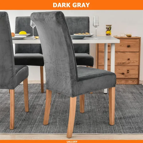 Vista 3 de Juego de 6 fundas de terciopelo para sillas de comedor, fundas elásticas suaves para sillas Parson, extraíbles y lavables, con elástico para un