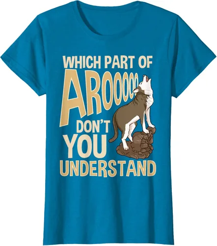 Vista 77 de What Part Of Aroooo Don't You Understand Husky - Camiseta para perro, Negro, S