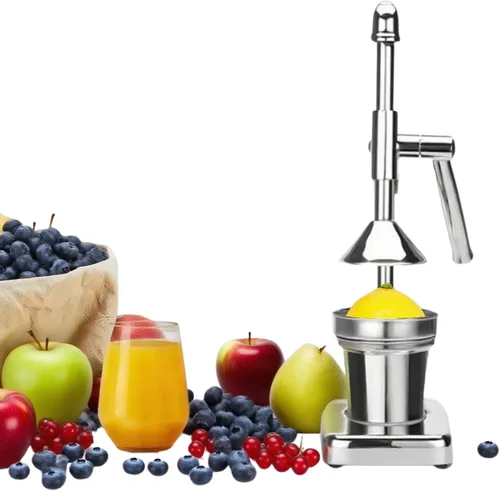 Vista 2 de Exprimidor manual de hierro fundido, exprimidor manual resistente de acero inoxidable, exprimidor de frutas para jugo de naranja de limonada fresca