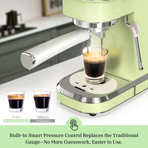 Vista 4 de Laekerrt Máquina de Espresso de 20 Bar Fabricante de Espresso CMEP01 con Espumador de Leche Varilla de Vapor, Máquina de Espresso Profesional