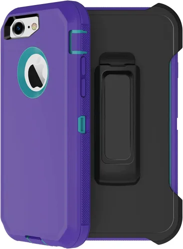 Vista 26 de Funda para iPhone 8 y iPhone 7, resistente, con función atril, protector de pantalla integrado, 4 en 1, fuerte y resistente a prueba de golpes