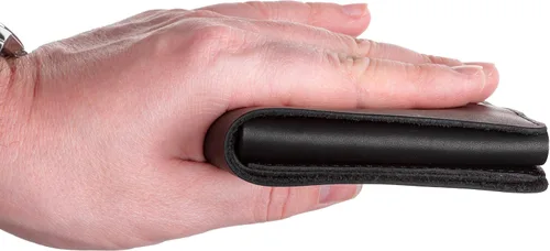 Vista 5 de GE MARK Billetera plegable de cuero para hombre, ranuras para tarjetas, bolsillo para monedas, Negro -, Clásico