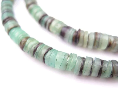 Vista 21 de The Bead Chest Helecho Verde Natural Shell Heishi Cuentas (0.315 in)