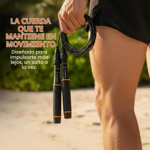 Vista 5 de LYRA - Cuerda de saltar de velocidad ajustable – Rodamientos de bolas de 360°, cable de acero y asas de aluminio – Bajo doble rápido