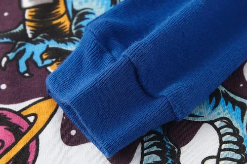 Vista 7 de Pijamas para niños, dinosaurio, cohete, espacio, 4 piezas, conjunto de ropa de dormir de 2 a 12 años