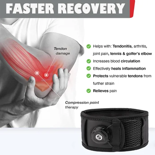 Vista 3 de Codera de tenis de grado profesional – Perilla de ajuste inteligente y almohadilla de compresión de gel para tendinitis, alivio del dolor de codo