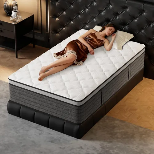 Vista 13 de PUBPLON Colchón individual híbrido de lujo hotelero de 12 pulgadas, colchón de espuma viscoelástica de gel en una caja (nueva versión), resorte