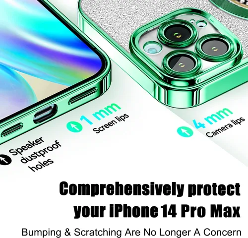 Vista 446 de Misscase Funda magnética con purpurina para iPhone 11 compatible con MagSafe, protección completa, delgada, a prueba de golpes, antiarañazos